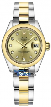 Buy this new Rolex Lady Datejust 28mm Stainless Steel and Yellow Gold 279163 Champagne Diamond Oyster ladies watch for the discount price of £11,500.00. UK Retailer.